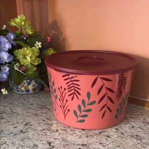 Floral Pink and Green Storage Container